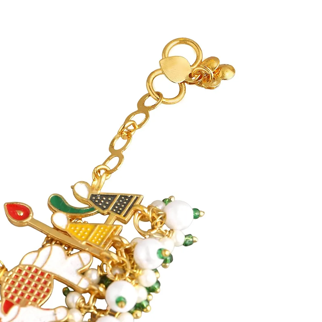 Yellow Chimes Ethnic Vintage Style Gold Plated Multicolour Royal Chariot Design Traditional Beads Anklet for Women and Girls, Gold, Multicolour, Medium (YCTJAK-01ELEPMC-MC)