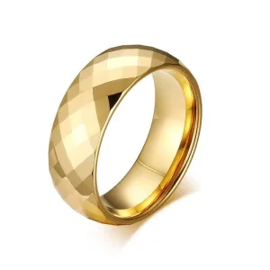 Yellow Gold Rhombus Tungsten Men's Wedding Band